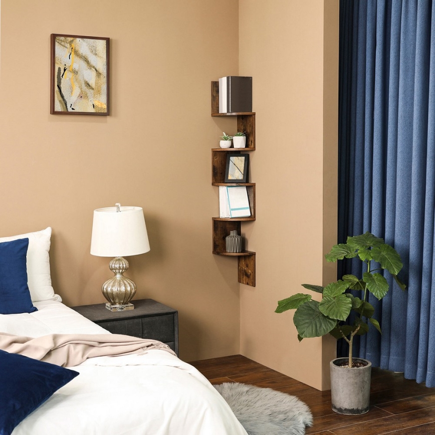 Prateleira de parede de canto SNAKE castanha