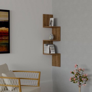 Prateleira de parede de canto ZIKZAK 105,5x25 cm castanho