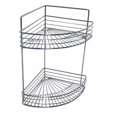 Prateleira de parede de dois andares para chuveiro 30,6x37,5 cm cromo brilhante