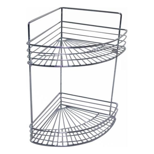 Prateleira de parede de dois andares para chuveiro 30,6x37,5 cm cromo brilhante