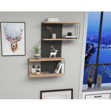 Prateleira de parede DESTAN 65x96x19 cm antracite/castanho