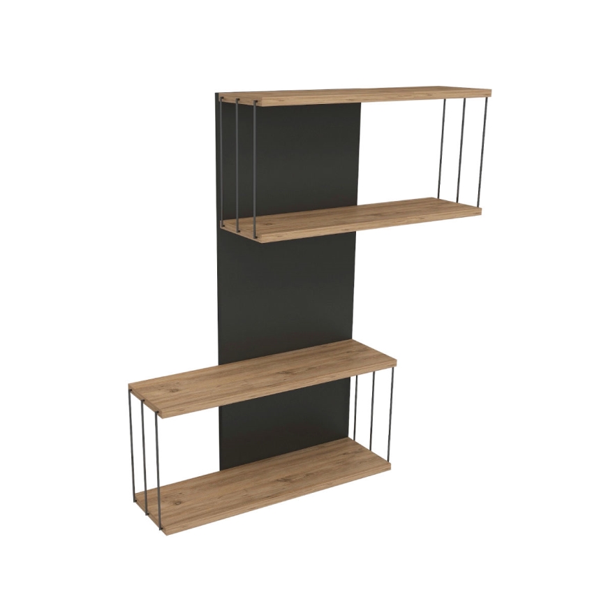 Prateleira de parede DESTAN 65x96x19 cm antracite/castanho