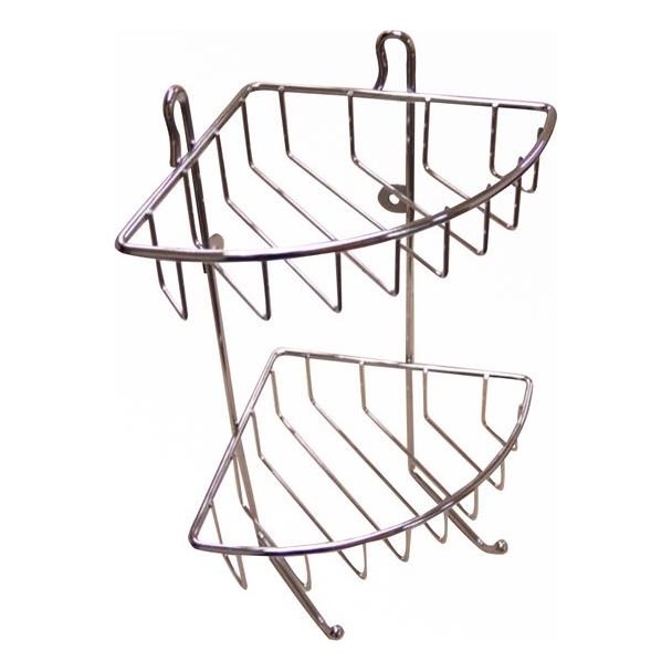 Prateleira de parede dupla para chuveiro 22,5x30 cm cromo brilhante