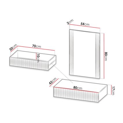 Prateleira de parede + espelho WITH carvalho wotan