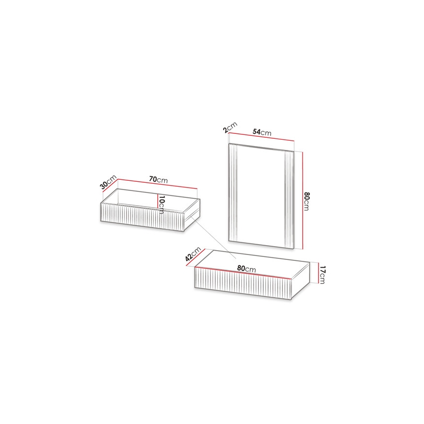 Prateleira de parede + espelho WITH carvalho wotan
