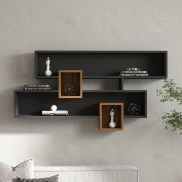 Prateleira de parede KAREN 120x72,2 cm antracite/castanho