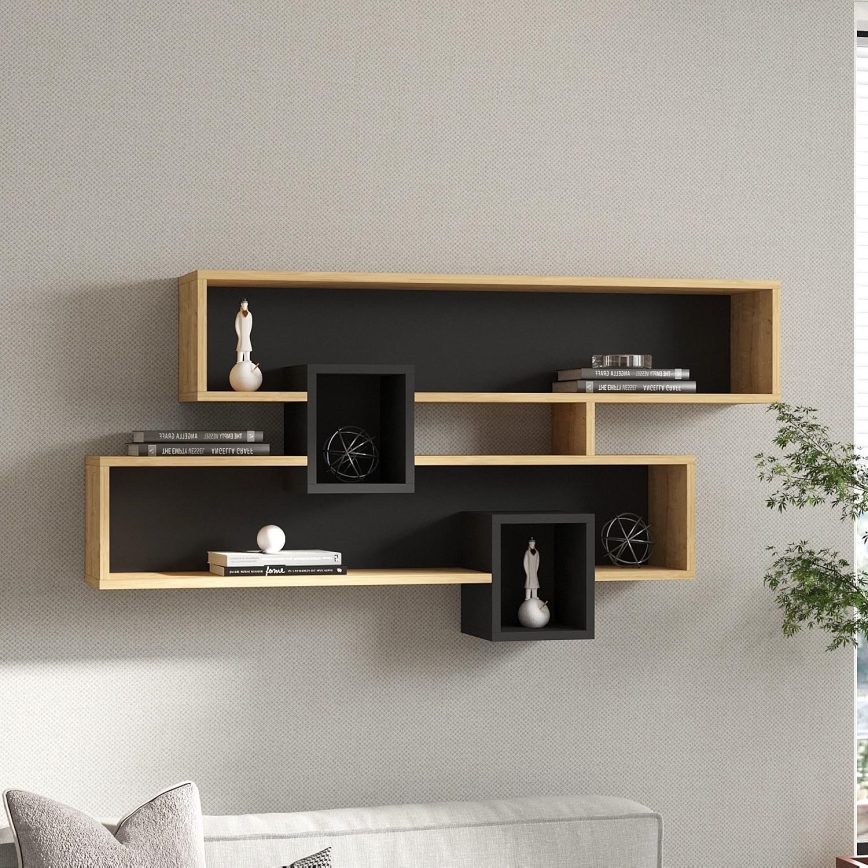 Prateleira de parede KAREN 120x72,2 cm castanho/antracite