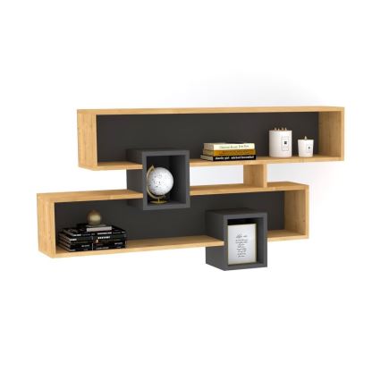 Prateleira de parede KAREN 120x72,2 cm castanho/antracite