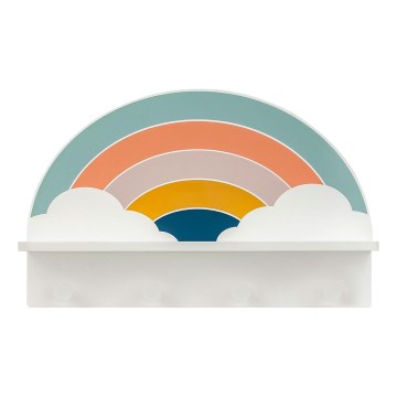 Prateleira de parede para crianças com cabides arco-íris/colorido