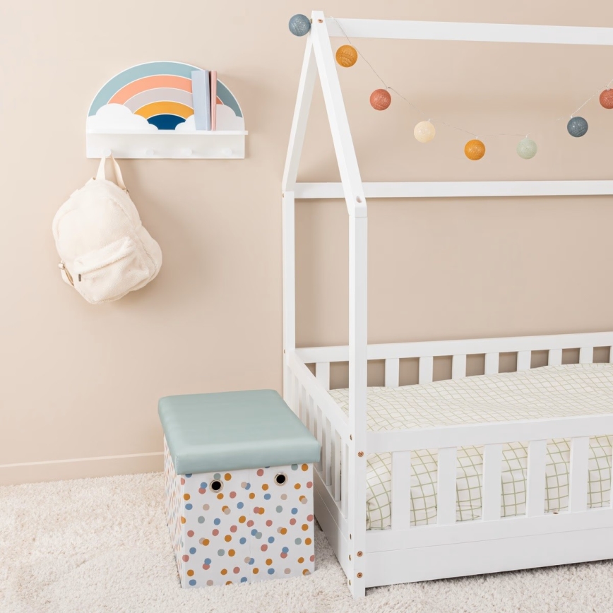 Prateleira de parede para crianças com cabides arco-íris/colorido