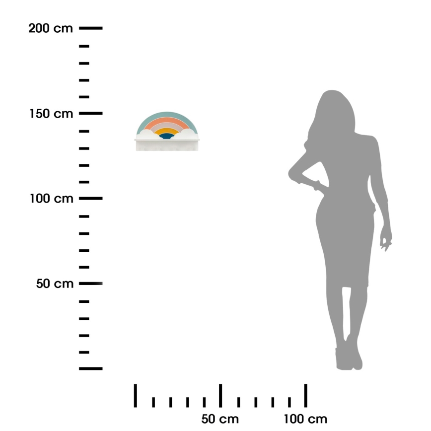 Prateleira de parede para crianças com cabides arco-íris/colorido