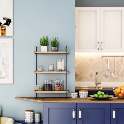 Prateleira de parede PULALIS 66x40 cm castanho/preto