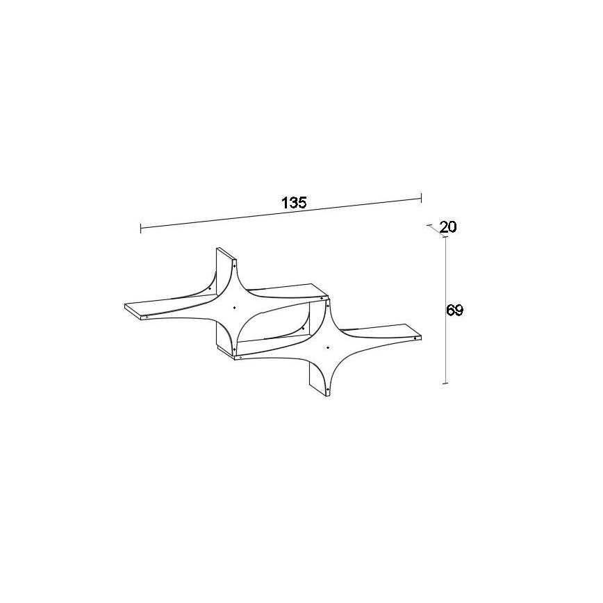 Prateleira de parede SUSEN 69x135 cm branco/preto