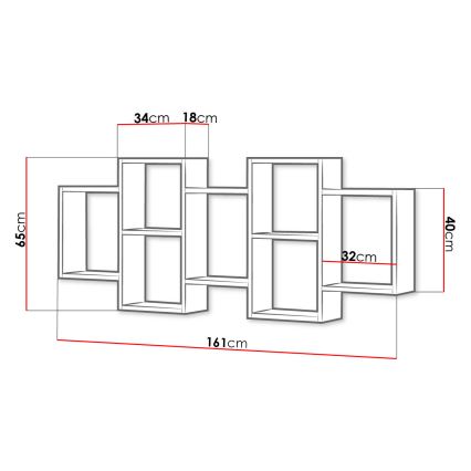 Prateleira de parede TRIO 65x161 cm preta