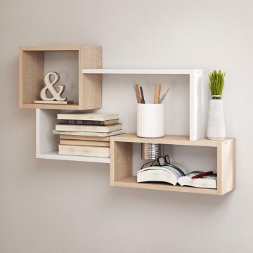 Prateleira mural TRIO 87x54x18 cm carvalho sonoma/branco