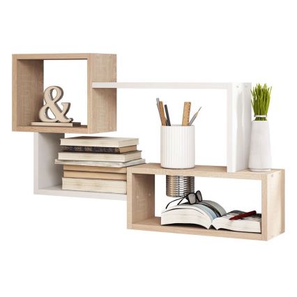 Prateleira mural TRIO 87x54x18 cm carvalho sonoma/branco