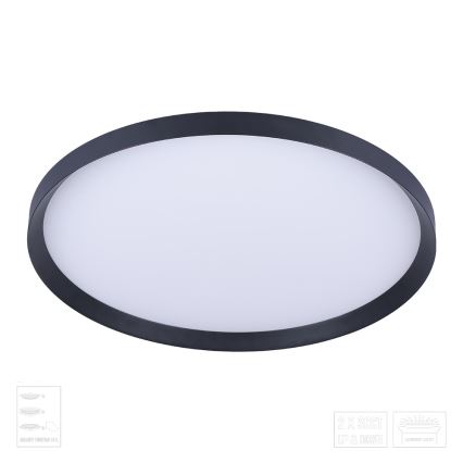 Prezent 17311 - Luminária de teto LED ADRA LED/42W/230V + LED/13W 3000/4000/6000K Ø 48,5 cm preta