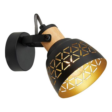 Prezent 27522 - Foco MESCALA 1xE14/40W/230V preto/árvore da borracha