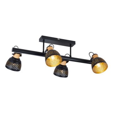 Prezent 27524 - Candeeiro integrado MESCALA 4xE14/40W/230V preto/árvore da borracha