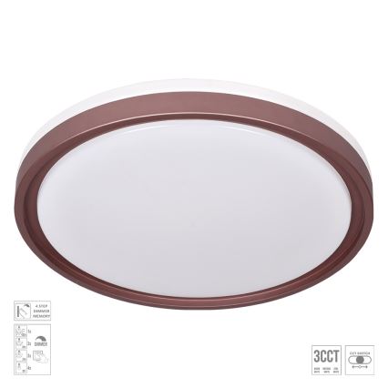 Prezent 71344 - Candeeiro de tecto LED dimerizável FLOREN LED/30W/230V 3000/4000/6500K diâmetro 41,5 cm castanho