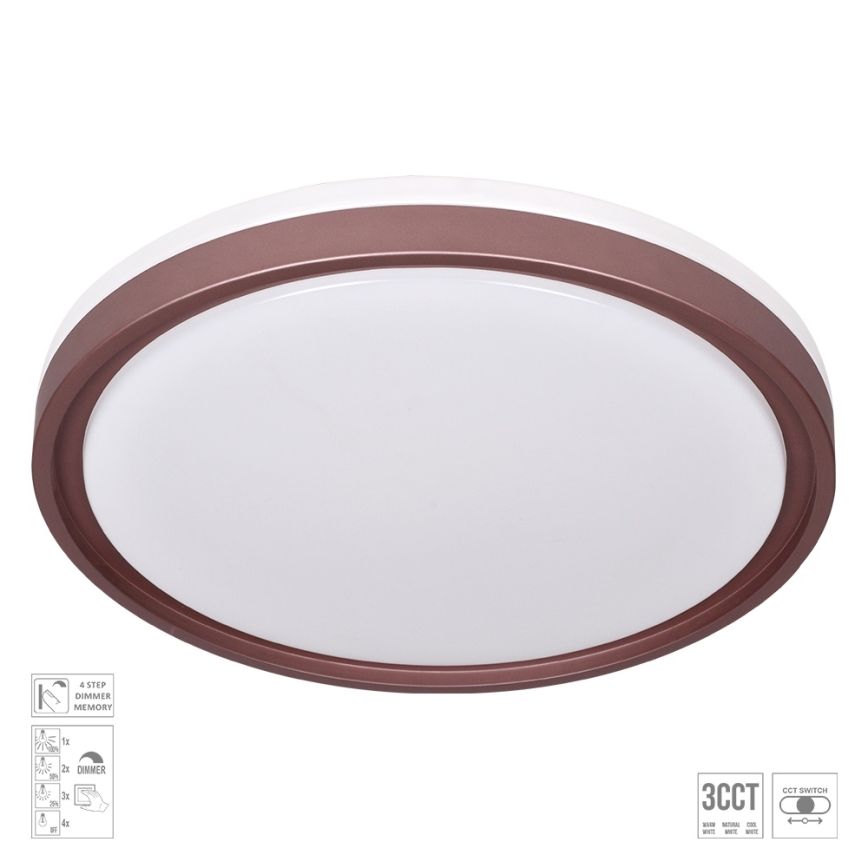 Prezent 71344 - Candeeiro de tecto LED dimerizável FLOREN LED/30W/230V 3000/4000/6500K diâmetro 41,5 cm castanho
