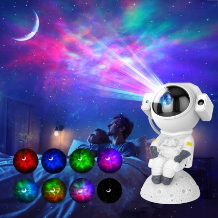 Projetor LED RGB 3 em 1 LED/5W/5V 3000/4000/6000K astronauta + controlo remoto