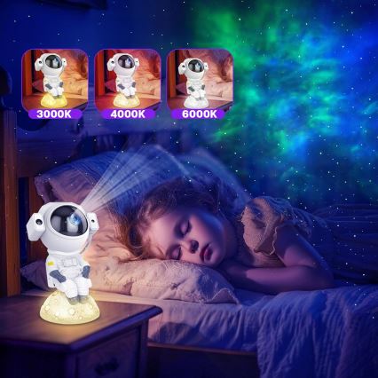 Projetor LED RGB 3 em 1 LED/5W/5V 3000/4000/6000K astronauta + controlo remoto