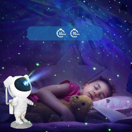 Projetor LED RGB LED/5W/5V astronauta + controlo remoto