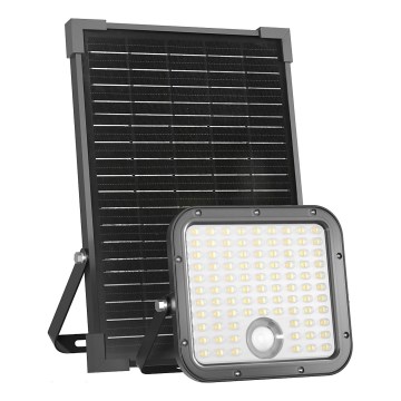 Projetor solar LED para exterior com sensor LED/30W/6,4V IP65 3000/4000K 6000 mAh + comando à distância
