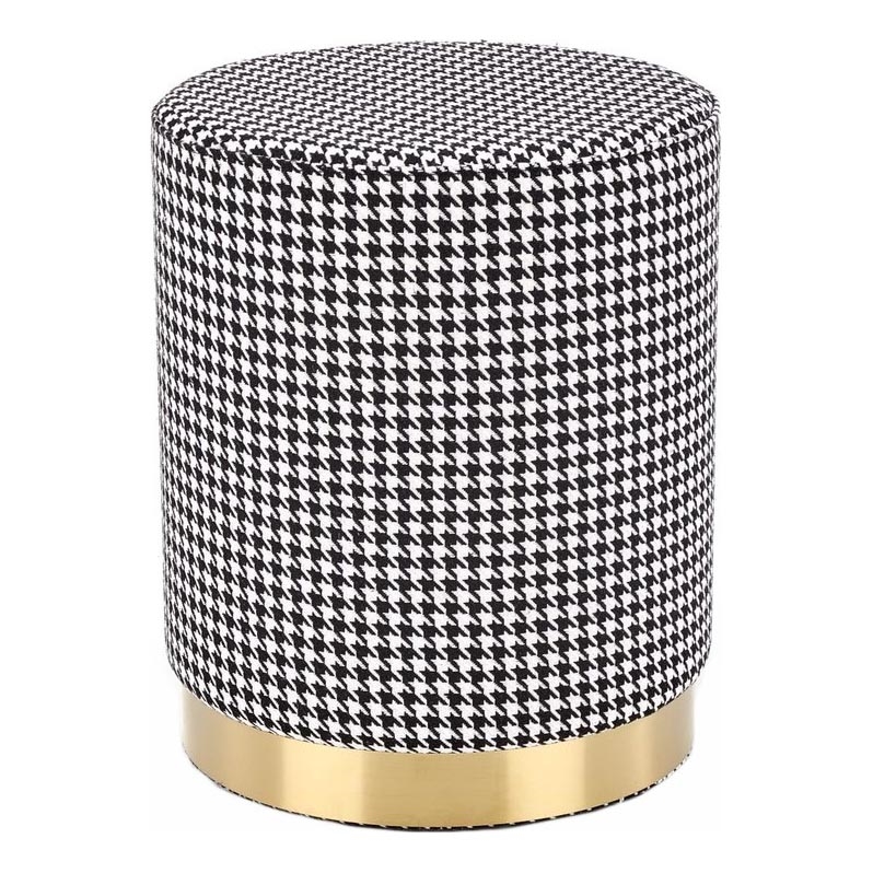 Pufe ARUNA diâmetro 36 cm branco/preto/dourado
