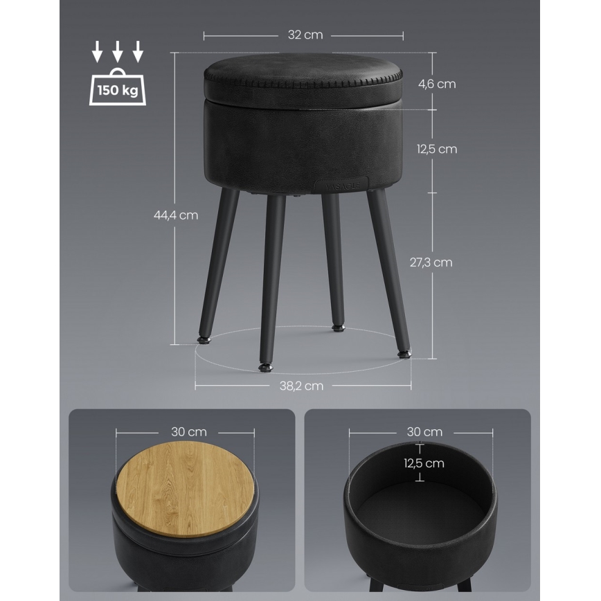 Pufe em couro CORE preto