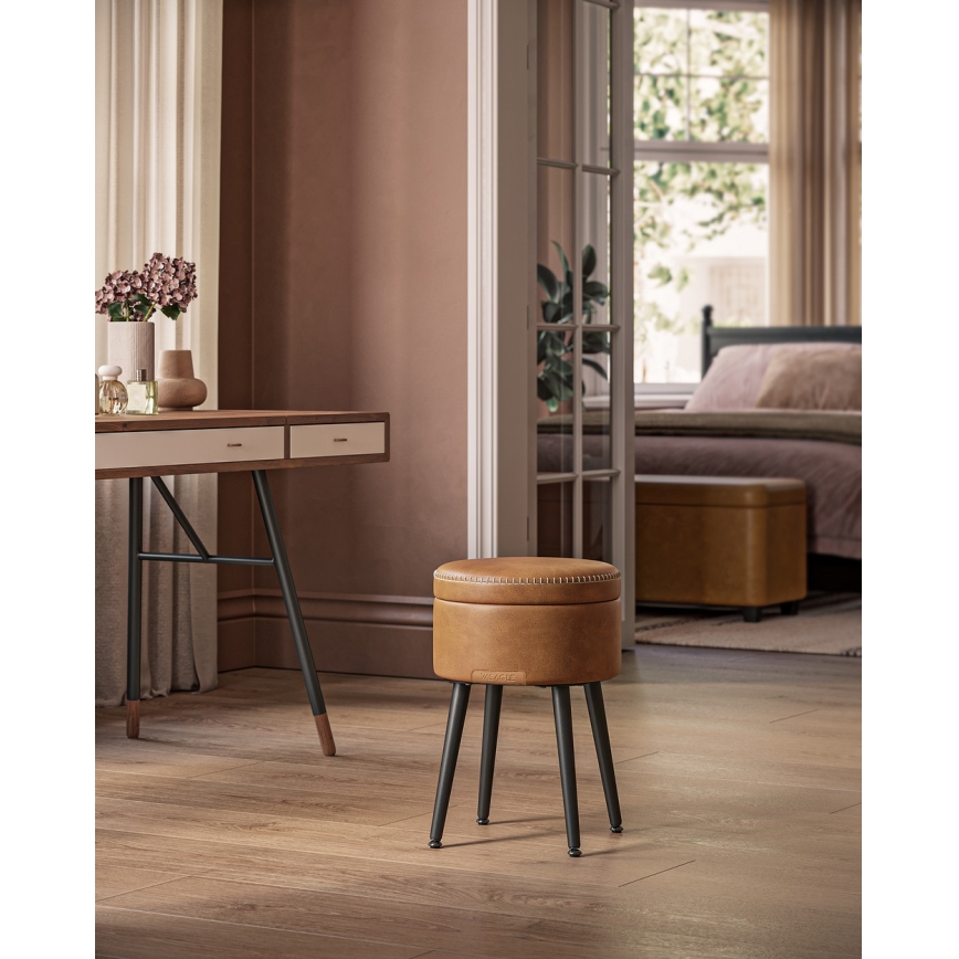 Pufe em pele CORE conhaque