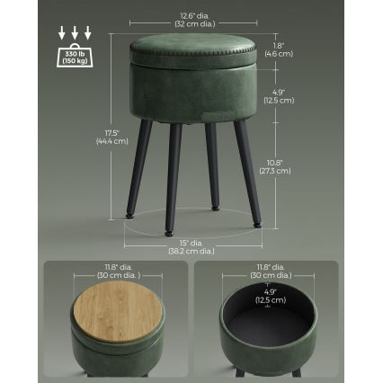 Pufe em pele CORE, verde