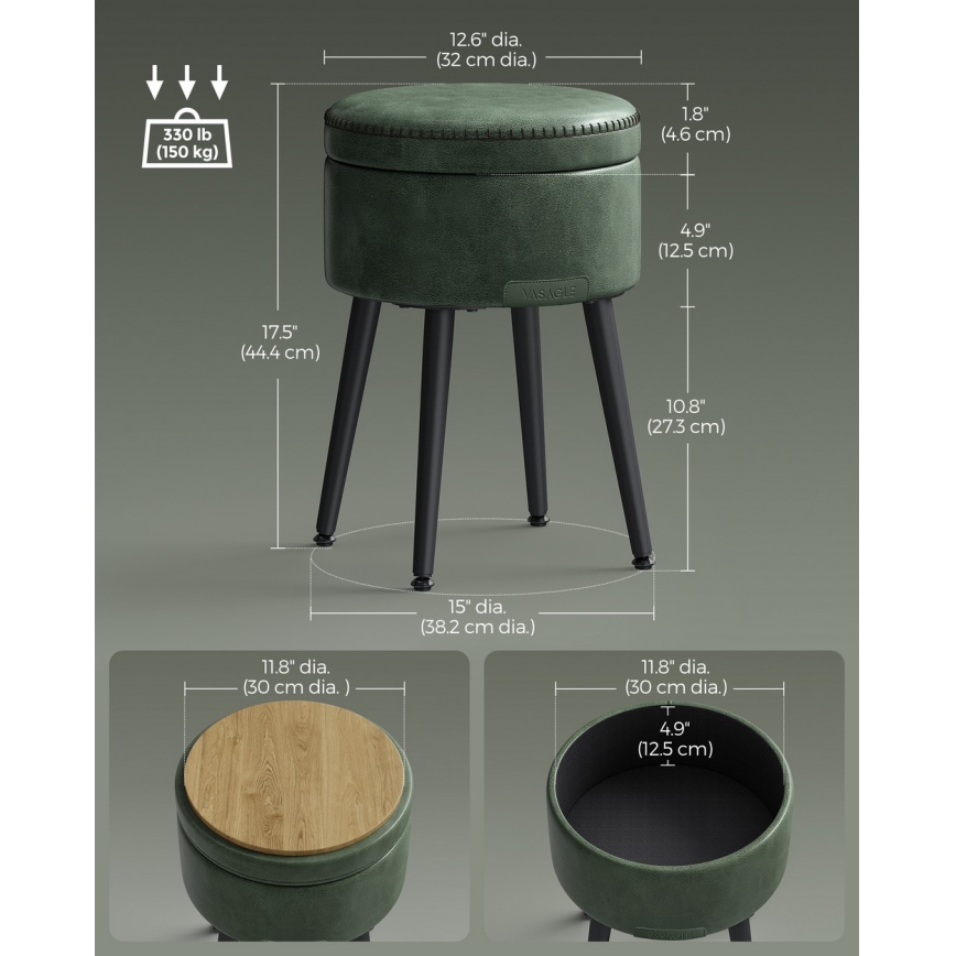 Pufe em pele CORE, verde