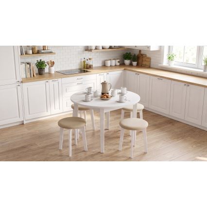 Pufe KUBE, diâmetro 36 cm, branco/bege
