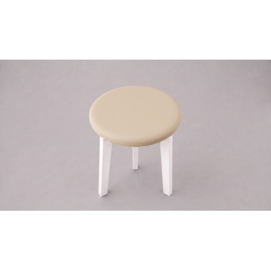 Pufe KUBE, diâmetro 36 cm, branco/bege