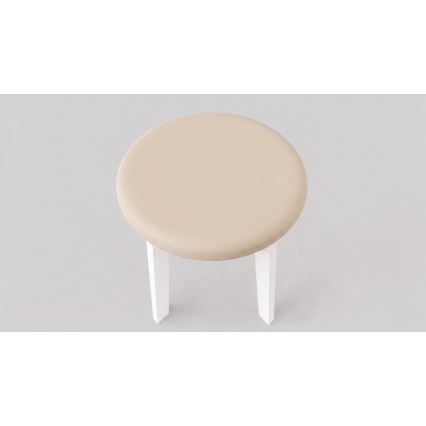 Pufe KUBE, diâmetro 36 cm, branco/bege