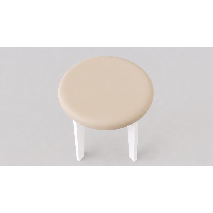 Pufe KUBE, diâmetro 36 cm, branco/bege