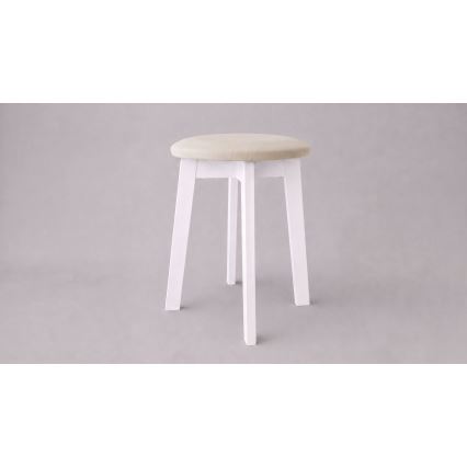 Pufe KUBE, diâmetro 36 cm, branco/bege