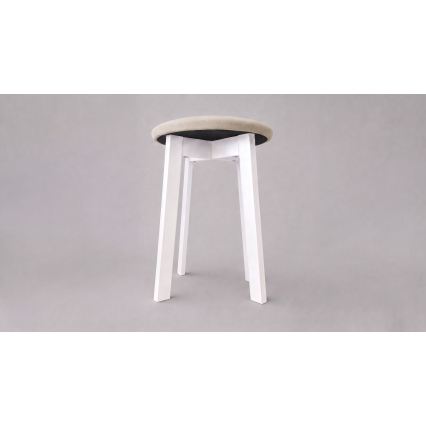 Pufe KUBE, diâmetro 36 cm, branco/bege