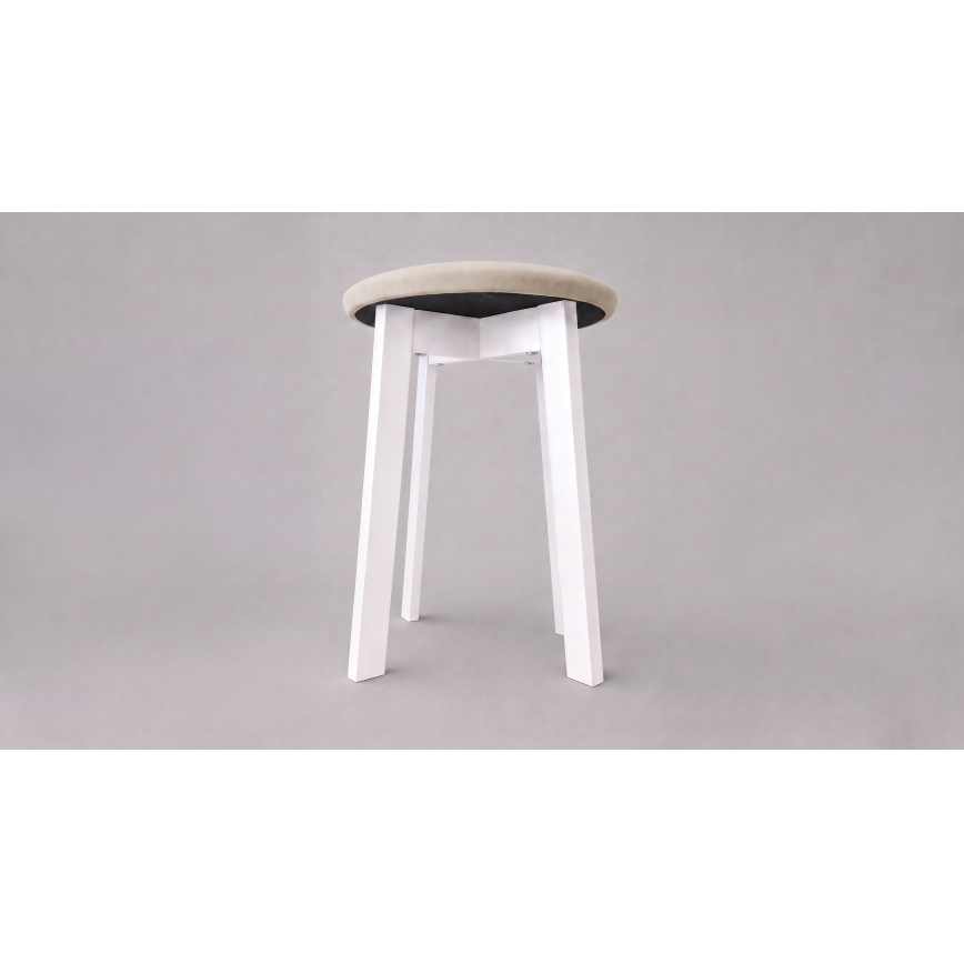 Pufe KUBE, diâmetro 36 cm, branco/bege