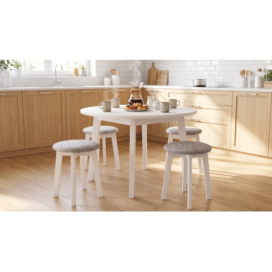 Pufe KUBE Ø 36 cm branco/creme