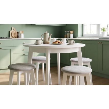 Pufe KUBE Ø 36 cm branco/creme