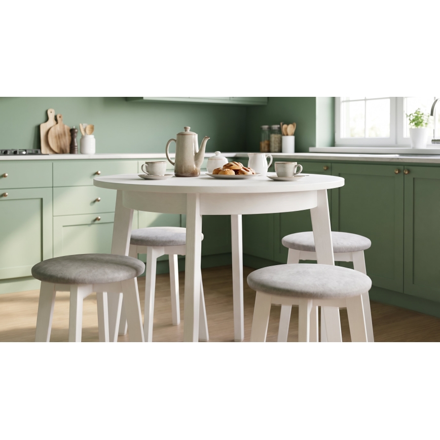 Pufe KUBE Ø 36 cm branco/creme