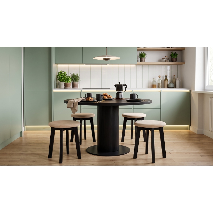 Pufe KUBE Ø 36 cm preto/bege