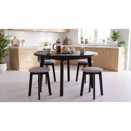 Pufe KUBE Ø 36 cm preto/cinzento