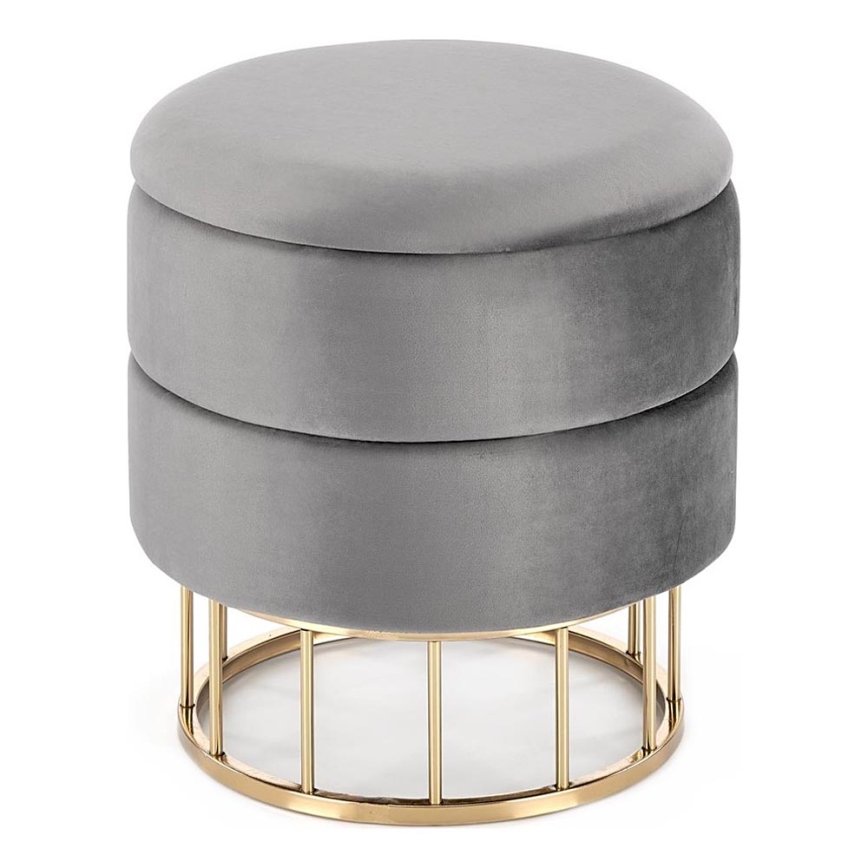 Pufe MINTY diâmetro 37 cm cinza/dourado