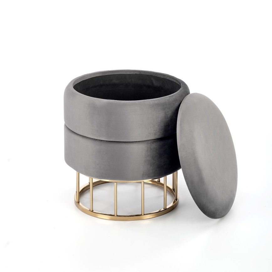 Pufe MINTY diâmetro 37 cm cinza/dourado