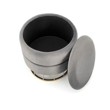 Pufe MINTY diâmetro 37 cm cinza/dourado