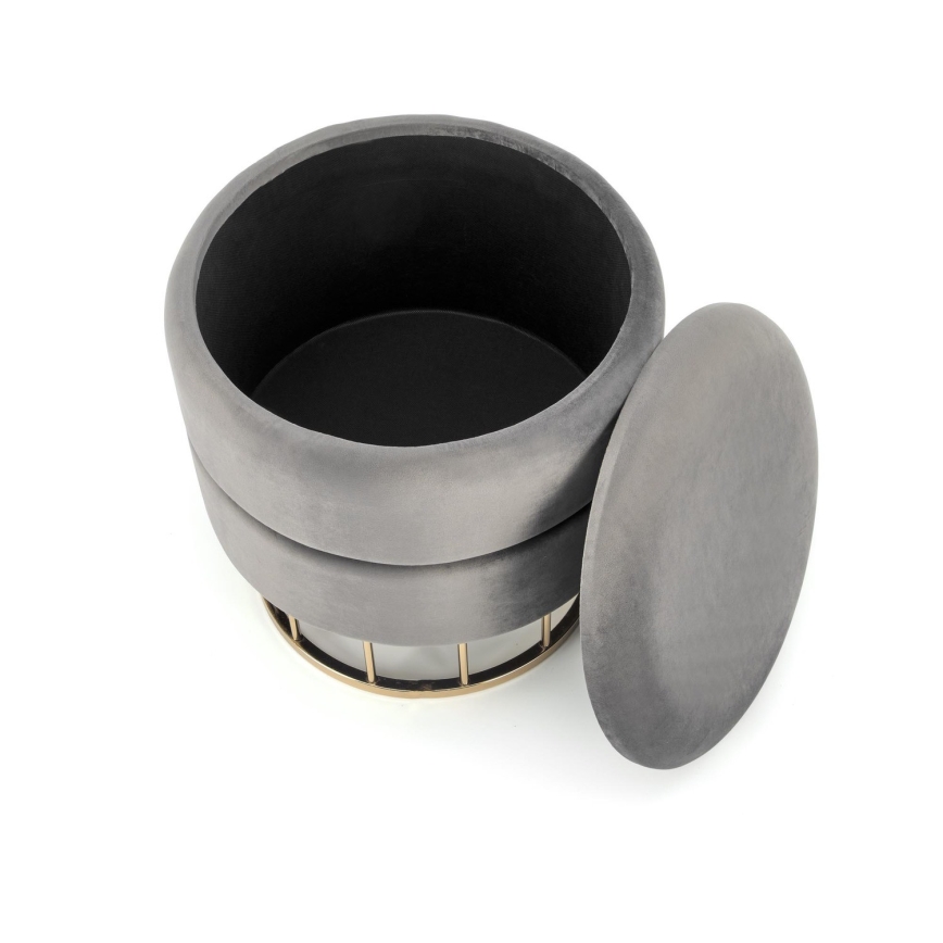 Pufe MINTY diâmetro 37 cm cinza/dourado